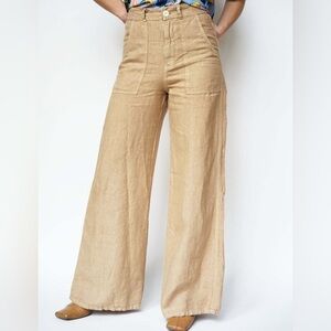 Enza Costa High Waist Wide Leg Trouser in Oat Milk (khaki) Size 0 NWOT